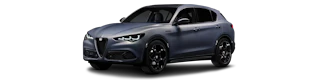 Grauer Alfa Romeo Stelvio von der Seite